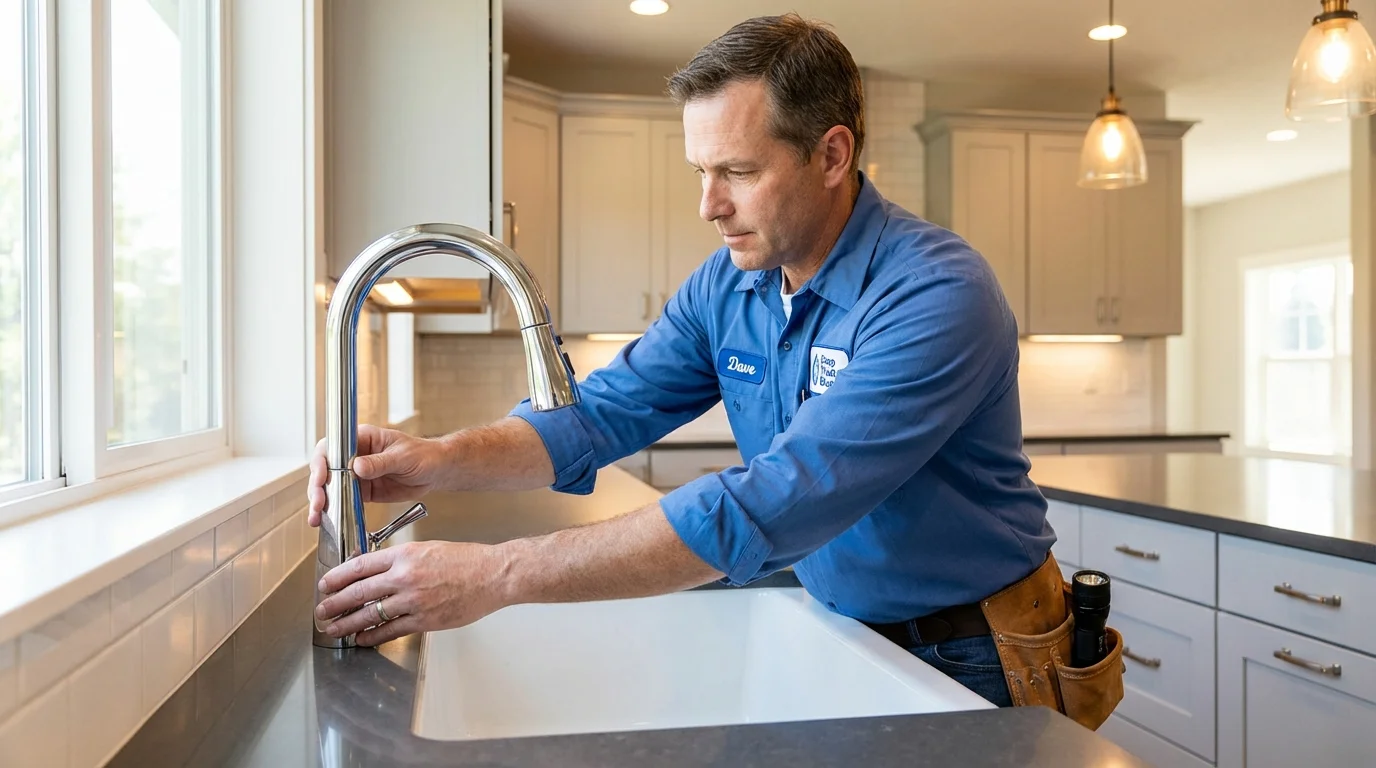 Kitchen faucet installation by Johns Plumbing LLC in Greenlawn